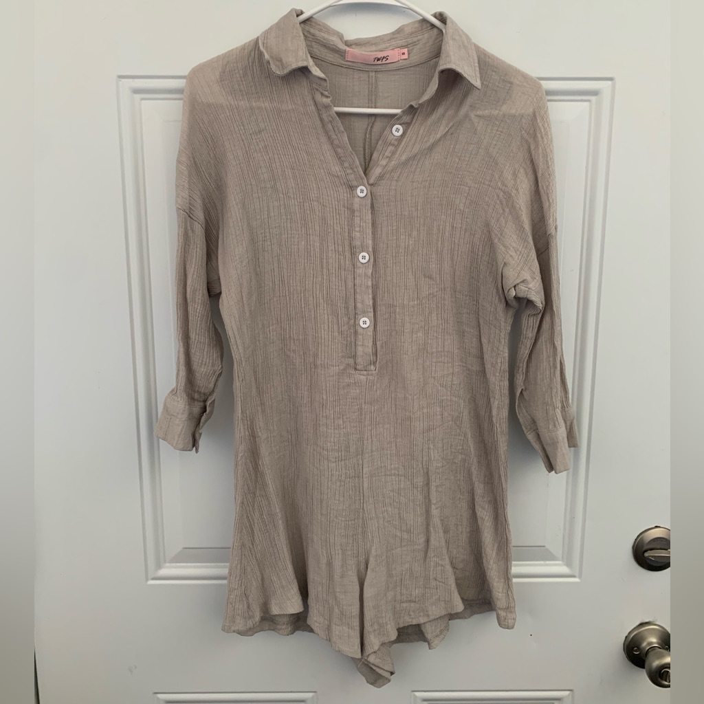 Gray Button Up Romper